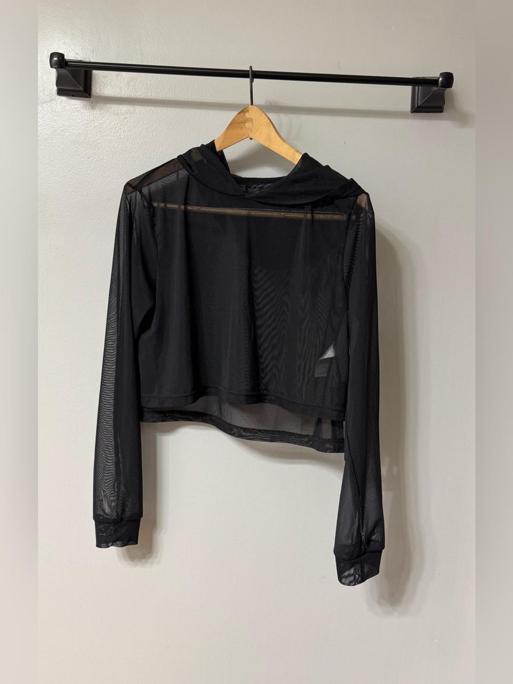 balera dance Black Sheer Mesh Cropped Hoodie women’s Small